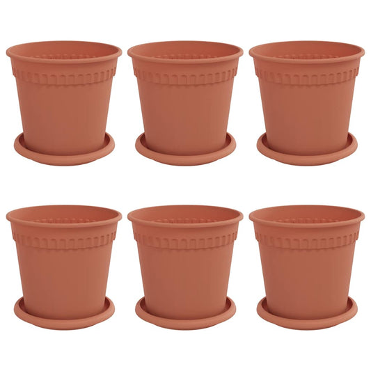 Macetas 6 Pcs Rojo Ladrillo Ø 17 X 14 Cm Plástico_0