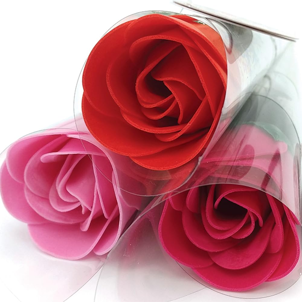 3 Rosas Con Pétalos De Jabón Aromático Para Baño Relax (surtido) -regalo Original Para Días Especiales - Aroma Atalcado_2