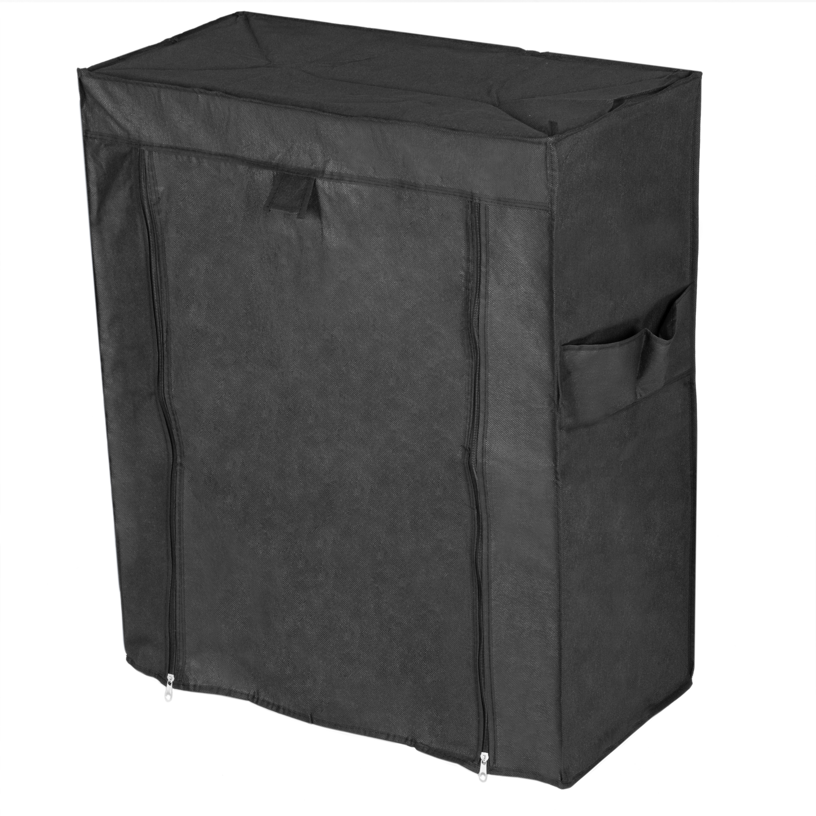 Armario Ropero Y Zapatero De Tela Desmontable 60 X 30 X 72 Cm Negro Con Puerta Enrollable_0