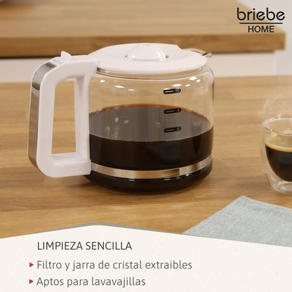 Briebe Cafetera Goteo 10 Tazas Máquina De Café Filtro Reutilizable, Función Mantener Caliente, 1,25 L, Cm1171wht,blanco_4