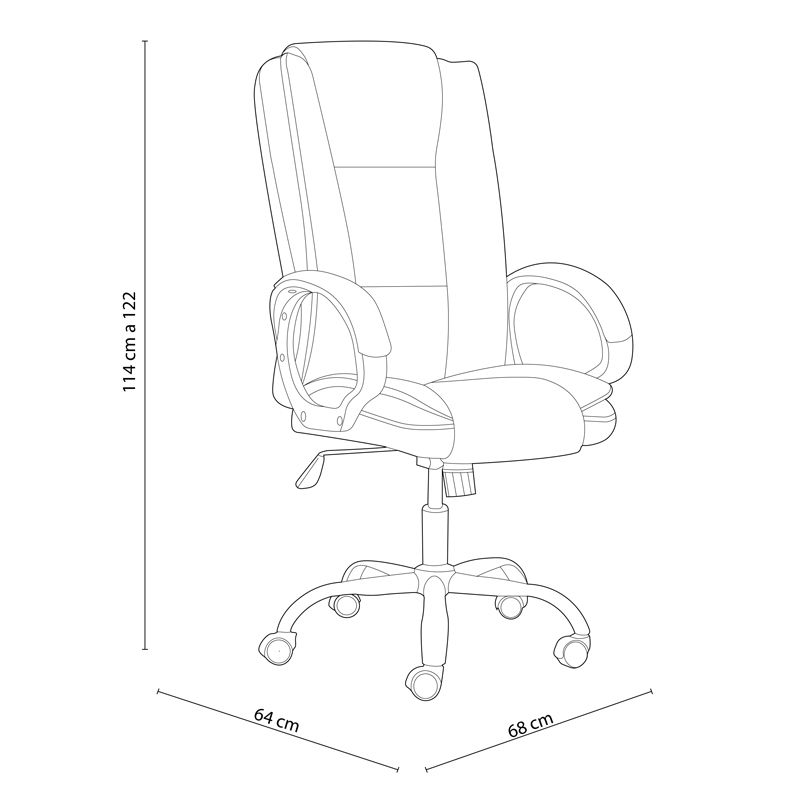 Silla De Oficina Atlas Tapizado, Negro, 68 X 114–122 X 64_4