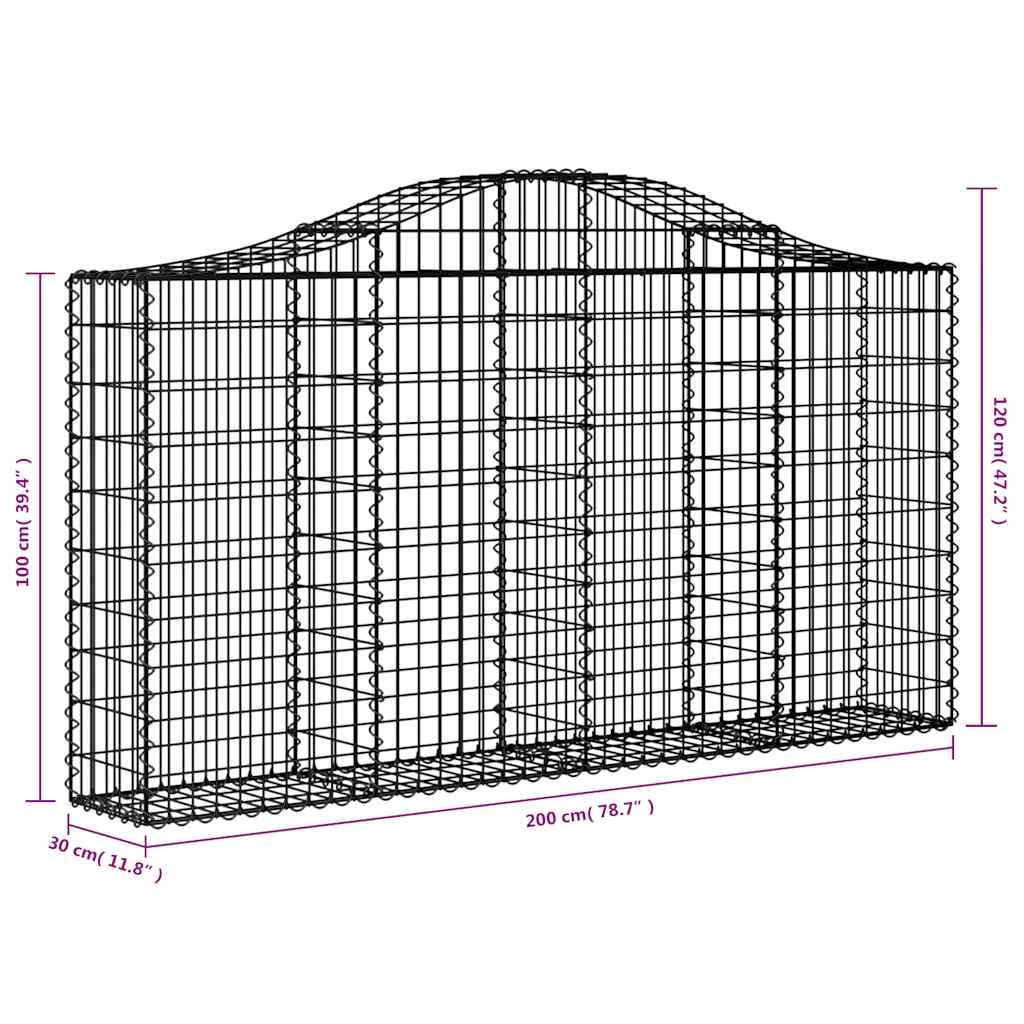 Cestas De Gaviones 12 Uds Forma Arco Hierro 200x30x100/120 Cm_5