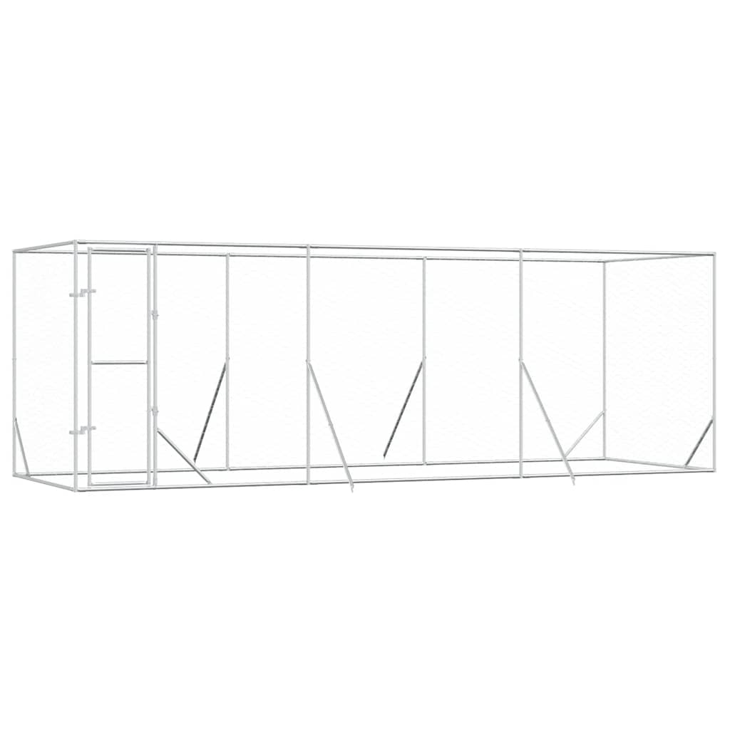 Perrera De Exterior Acero Galvanizado Plateado 6x2x2 M_0
