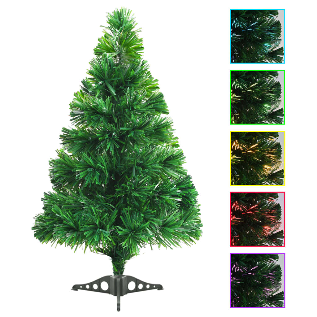 Vidaxl Árbol De Navidad Artificial Fibra Óptica Verde 64 Cm_1