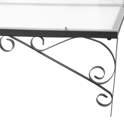 Tejadillo De Protección 100 X 100 Cm Clásico Marquesina Para Puertas Y Ventanas Con Soporte De Acero Negro_4
