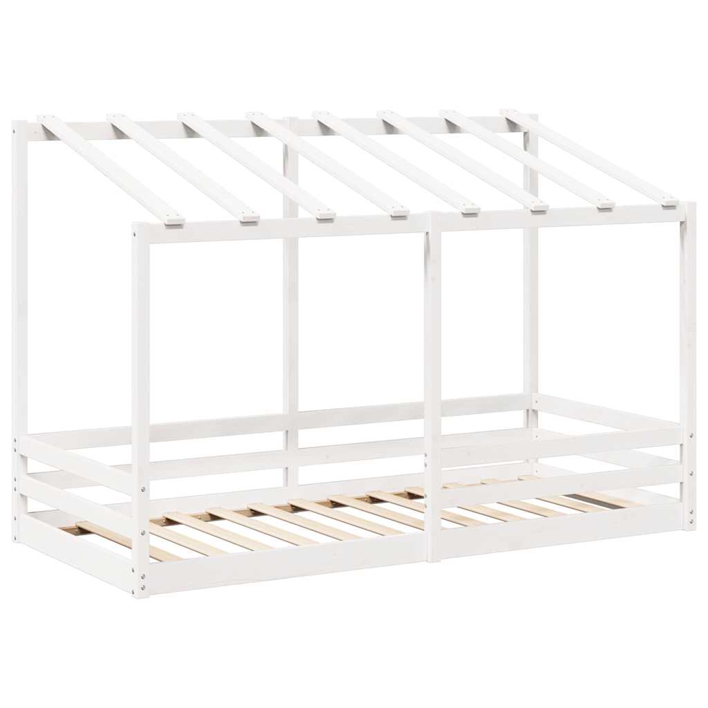 Cama Infantil Con Techo Madera Maciza Pino Blanca 100x200 Cm_2