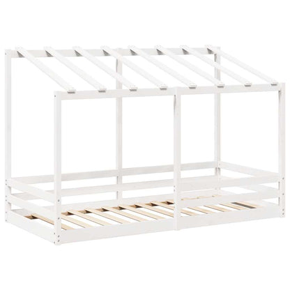 Cama Infantil Con Techo Madera Maciza Pino Blanca 100x200 Cm_2