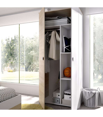 Armario Ropero 2 Puertas Abatibles Santisteban Blanco/natural, 205 Cm(alto) 90 Cm(ancho) 5_5