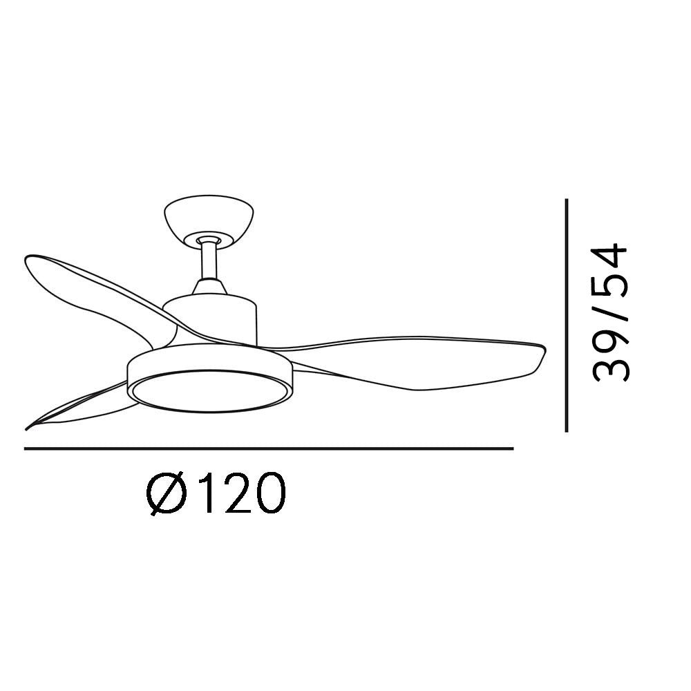 Ventilador Dc Hayate 48w 4080lm Marron 3 Asp 39/54x120x120cm 3000-4000-6000k C/remoto, Memoria Y Temporizador_2
