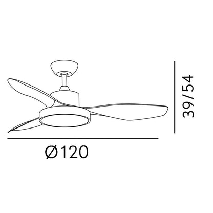 Ventilador Dc Hayate 48w 4080lm Cuero/roble 3 Asp 39/54x120x120cm 3000-4000-6000k C/remoto, Memoria Y Temporizador_1