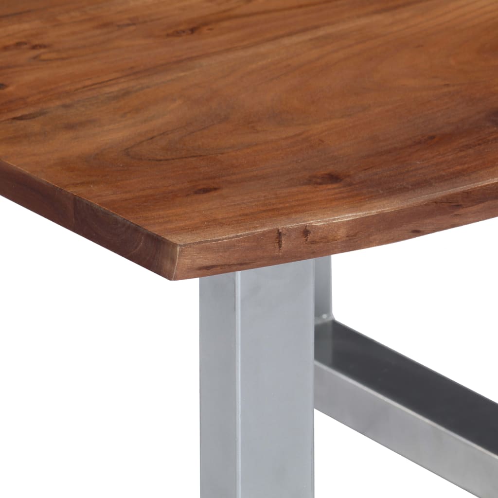 Mesa De Centro Borde Natural Madera Maciza Acacia 60x60x40 Cm_3