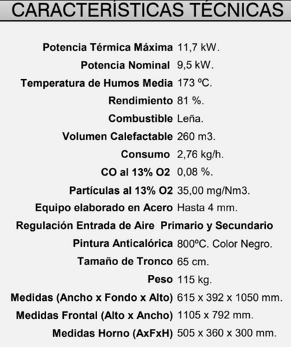 BRICOSOL Horno Leña Insertable FM - Interior Vermiculita - Modelo HLI 100_2