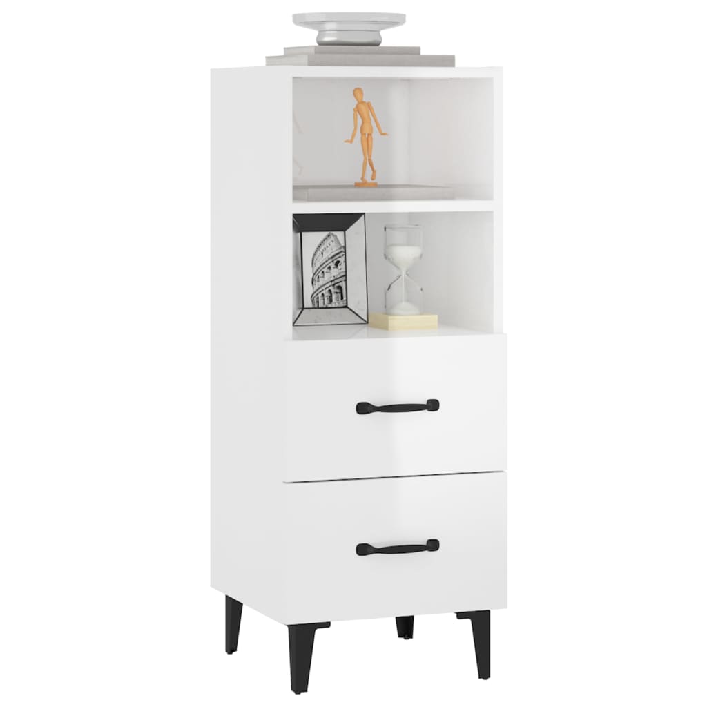 Aparador De Madera Contrachapada Blanco Brillante 34,5x34x90 Cm / Vetonek_3
