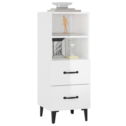 Aparador De Madera Contrachapada Blanco Brillante 34,5x34x90 Cm / Vetonek_3