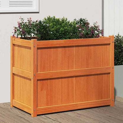 Jardinera Exterior Madera Maciza Pino Marrón Cera 90x50x70 Cm_1