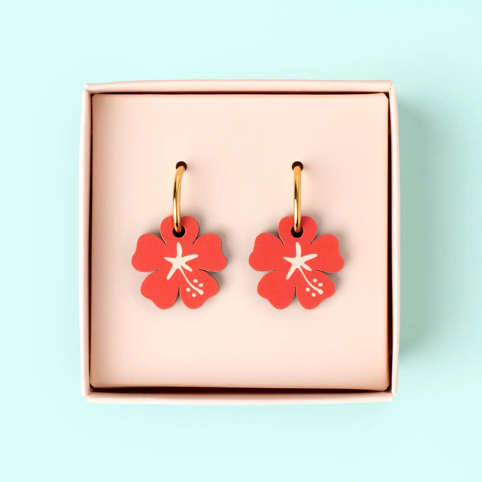 Pendientes Hibisco - Aro de Acero Quirúrgico y Bañado en Oro de 18k - Nature Vibes_1