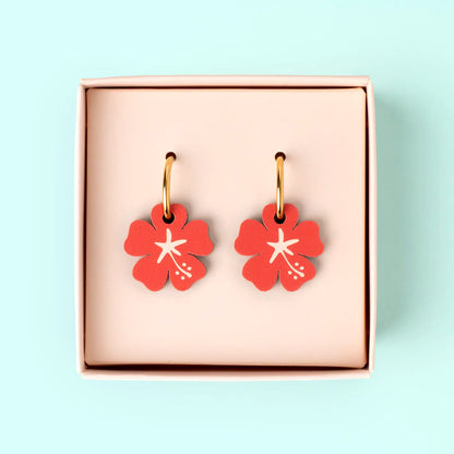 Pendientes Hibisco - Aro de Acero Quirúrgico y Bañado en Oro de 18k - Nature Vibes_1