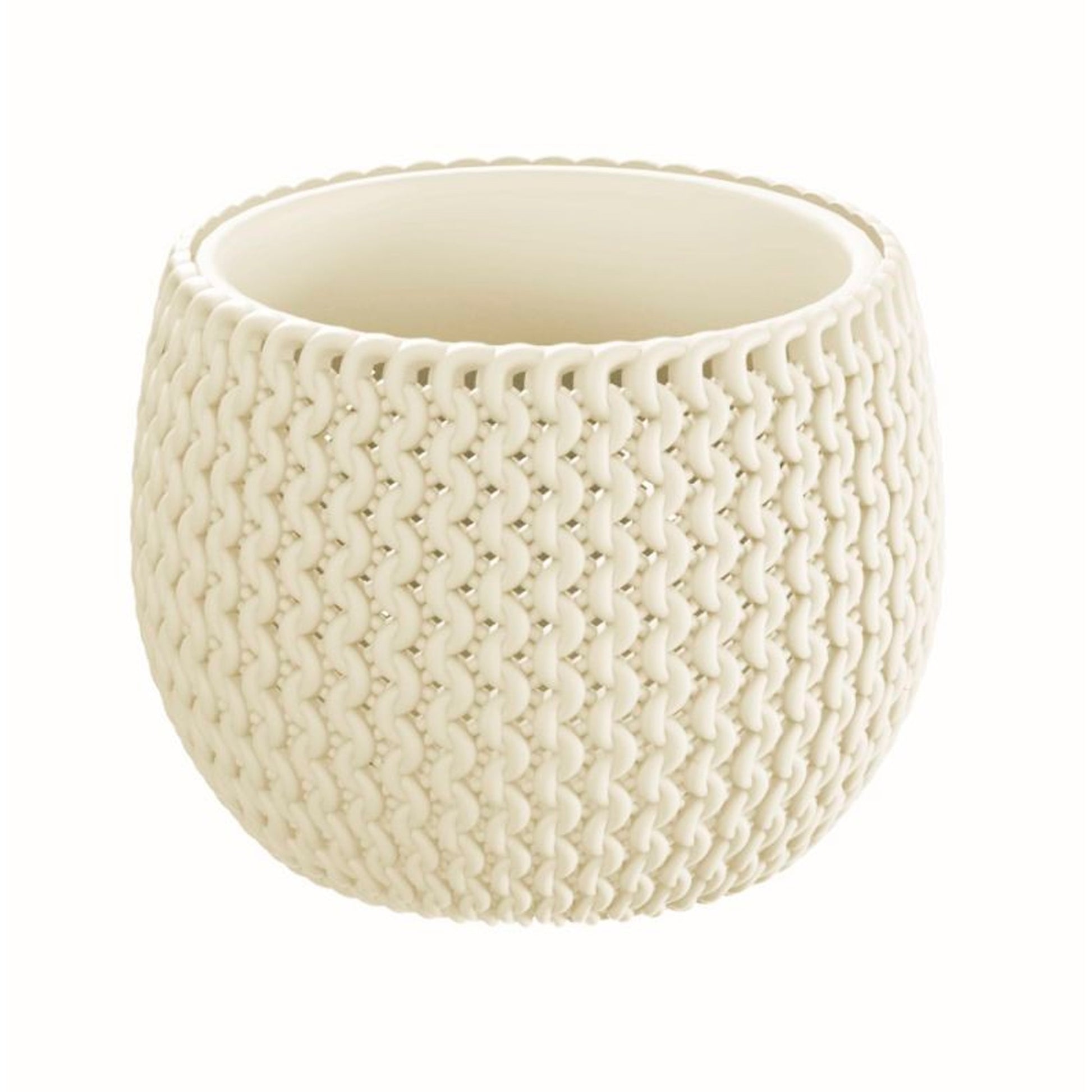 Maceta Redonda Con Deposito Splofy Bowl De Plastico En Color Crema 47,8 (largo) X 47,8 (ancho) X 30 (altura) Cm_1