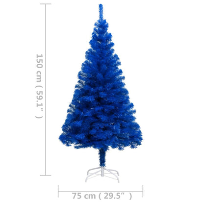 Vidaxl Árbol De Navidad Preiluminado Con Luces Y Soporte Azul 150 Cm_2