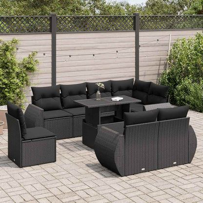 Set De Sofás De Jardín Con Cojines 9 Pzas Ratán Sintético Negro / Vetonek_2