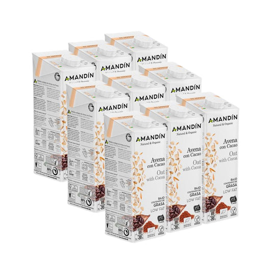 Pack de 12 Bebidas de Aveia Amandin com Cacau 1 L