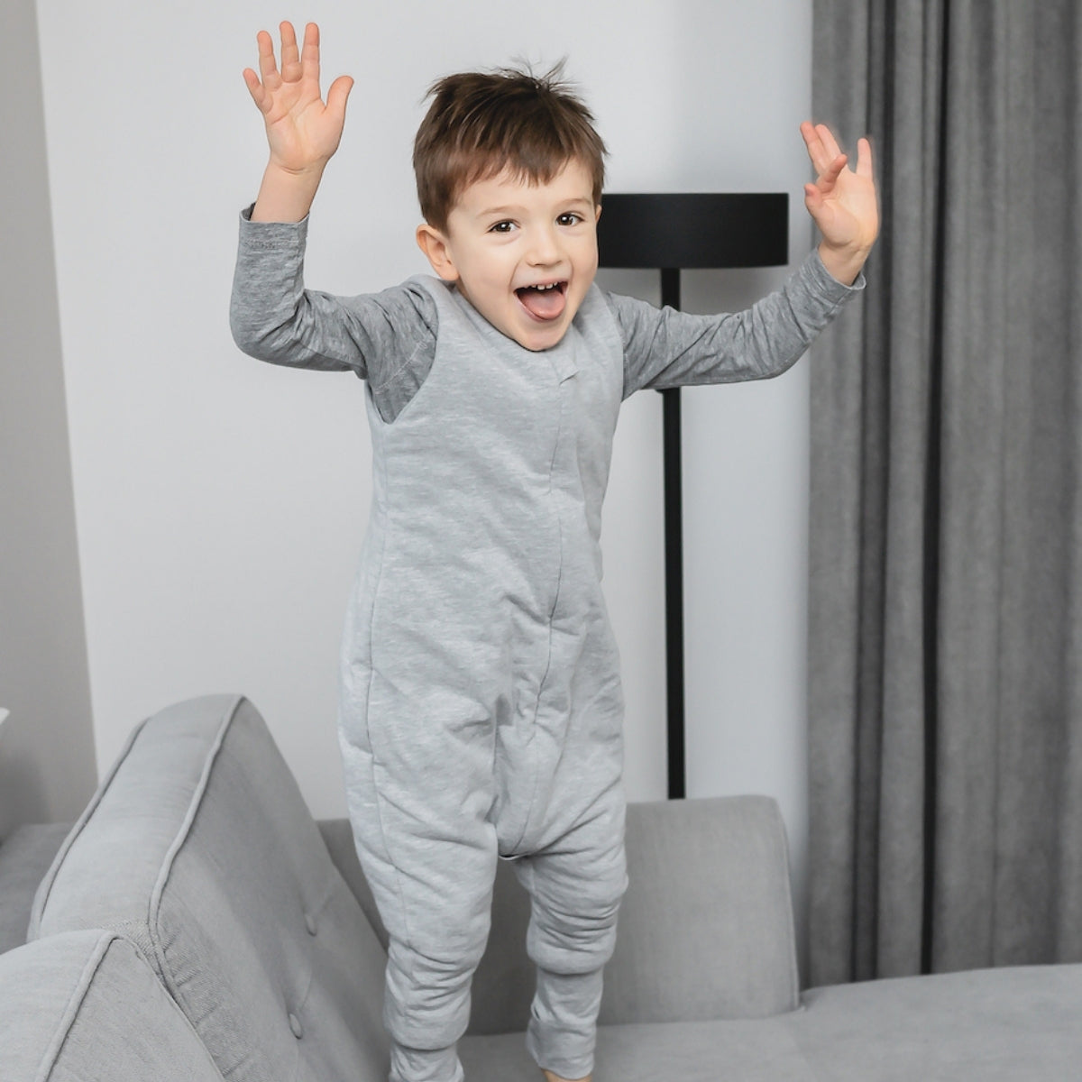 Saco De Dormir Con Pies Reversible T-s Jersey Algodón Melange Light-dark Grey_5