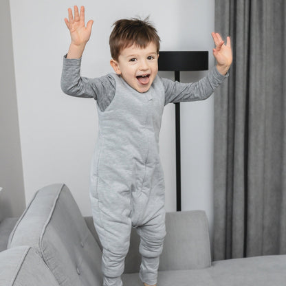 Saco De Dormir Con Pies Reversible T-s Jersey Algodón Melange Light-dark Grey_5