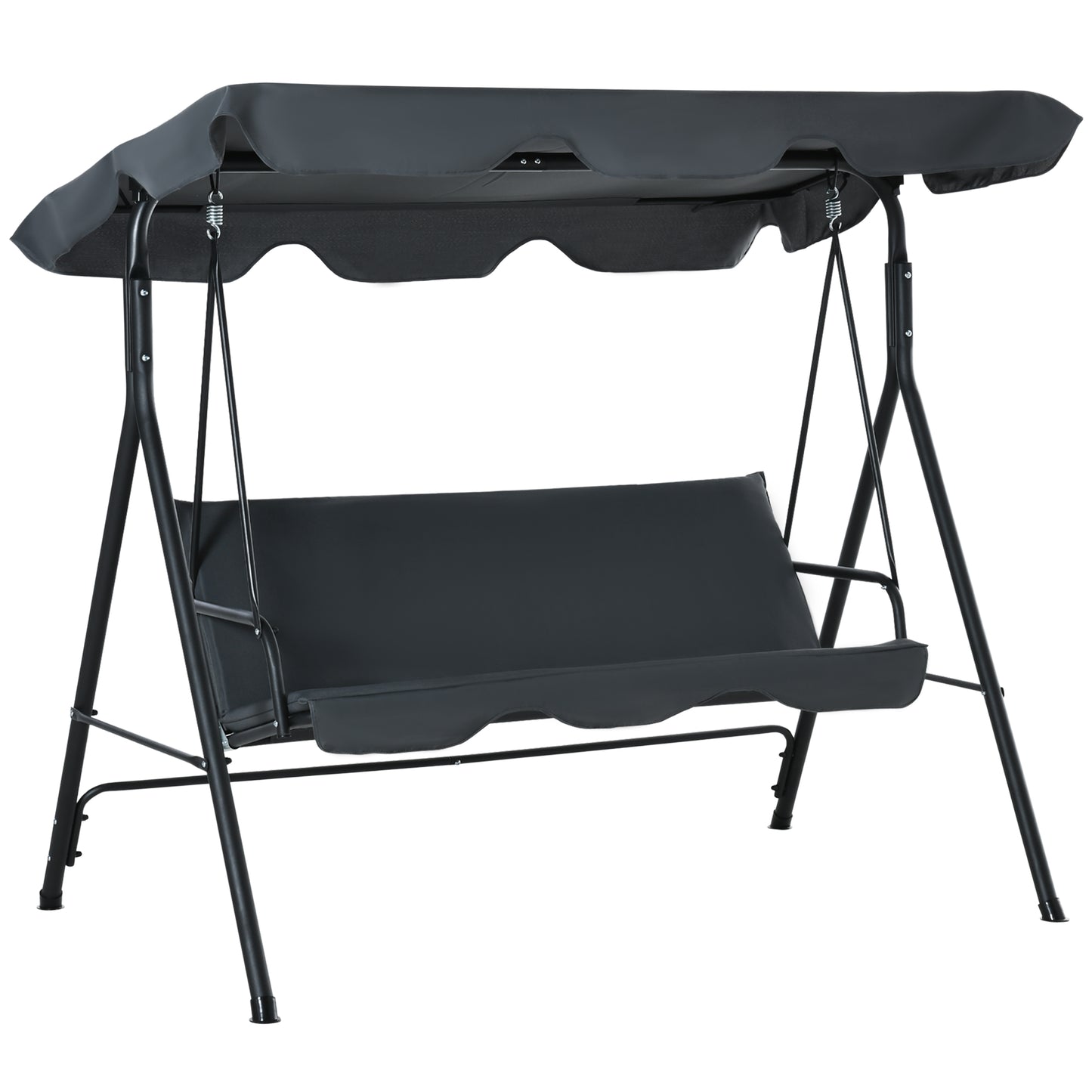 Outsunny Columpio De Jardín De 3 Plazas Con Techo Ajustable 172x110x153 Cm Gris_0
