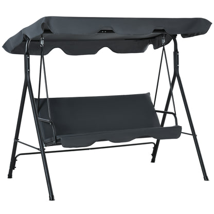 Outsunny Columpio De Jardín De 3 Plazas Con Techo Ajustable 172x110x153 Cm Gris_0