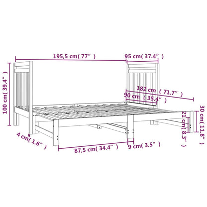 Sofá Cama Extraíble Madera Maciza De Pino Gris 2x(90x190) Cm / Vetonek_2