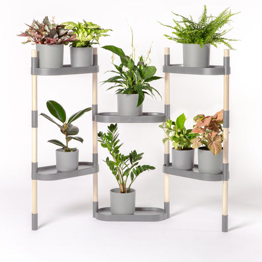 Soporte Modular Citysens De 6 Bandejas – Gris Claro, Polipropileno 100% Reciclado Y Madera Ecológica Pefc_0