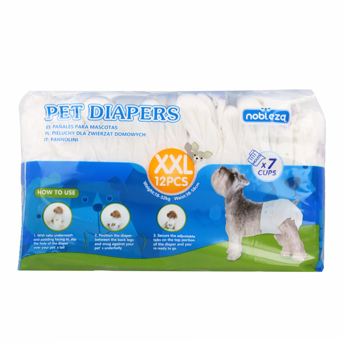 Fraldas para cães fêmeas tamanho XXL, 12 unidades. Nobreza