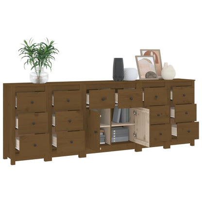 Aparador De Madera Maciza De Pino Marrón Miel 230 X 35 X 80 Cm_3