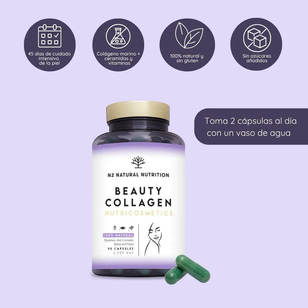 Beauty Collagen + Retinol + Ceramidas 45 días Antiedad N2 Natural Nutrition 90 cápsulas