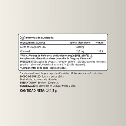 Aceite de Onagra + Vit. E 50 días Hormonas N2 Natural Nutrition 200 perlas