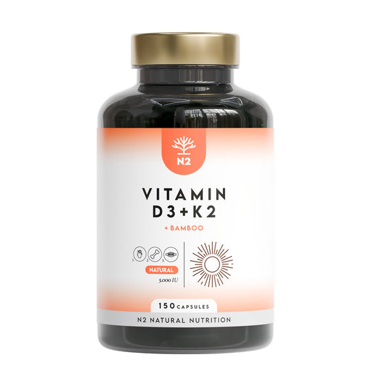 Vitamina D3 + K2 + Bambú 150 días Huesos N2 Natural Nutrition 150 cápsulas