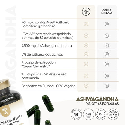 Ashwagandha KSM-66 90 días Relajación N2 Natural Nutrition 180 cápsulas