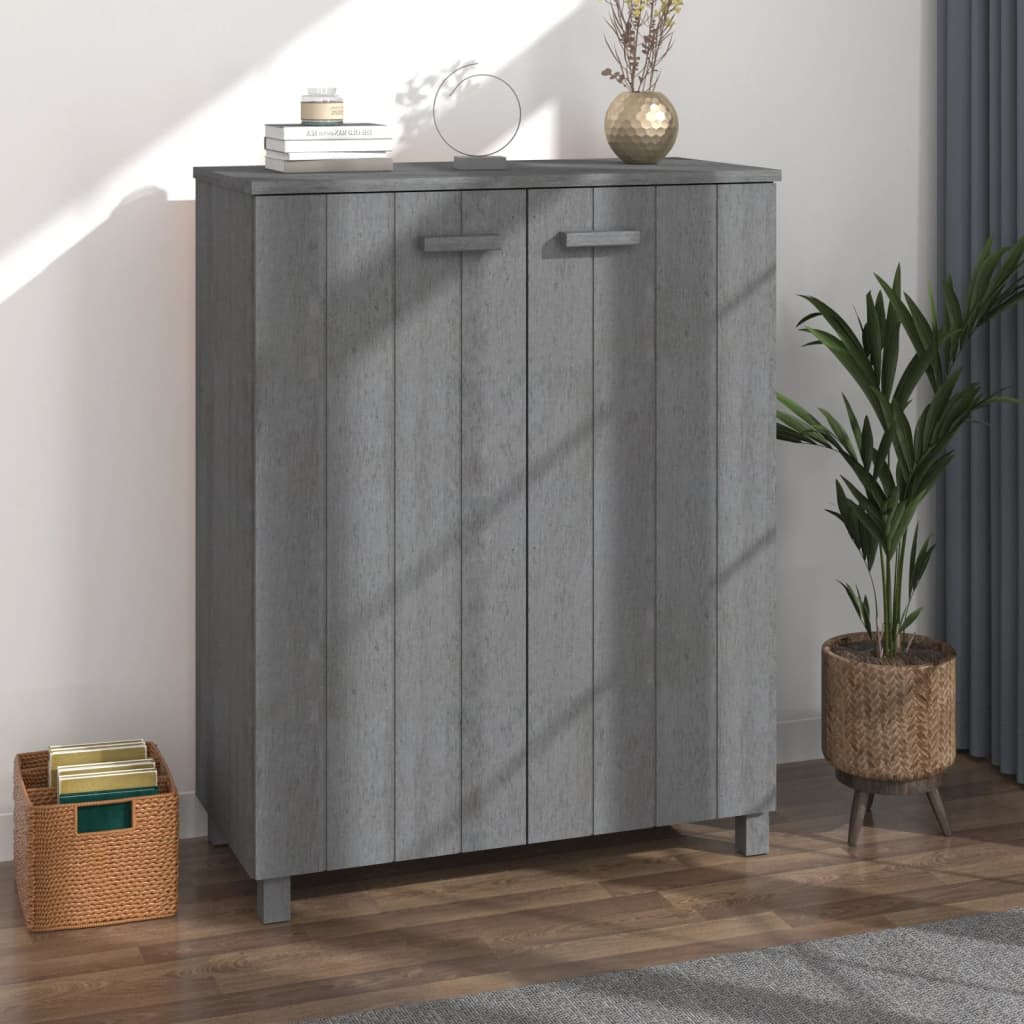 Zapatero Hamar Madera Maciza Pino Gris Oscuro 85x40x108 Cm / Vetonek_5