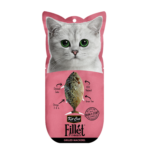 Kit Cat FilletFresh - Cavala Grelhada 30g Petisco natural para gatos