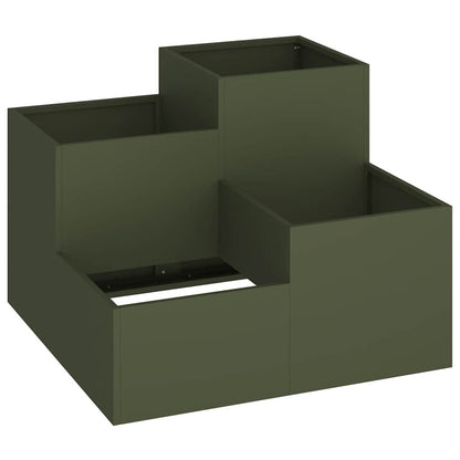Maceta Para Jardín Verde Oliva 80 X 80 X 60 Cm Acero_0