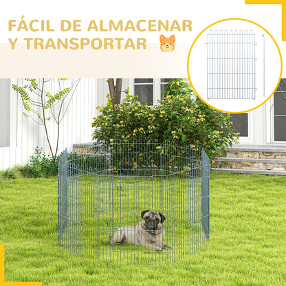 Pawhut Parque Para Perros De 8 Piezas 63x76 Cm Con 1 Puerta Plata_4