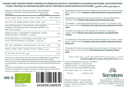 Proteína De Cáñamo Bio - 500g | Proteína Vegetal Ecológica Vegana Para Batidos Y Repostería, Sin Azúcares Añadidos_1