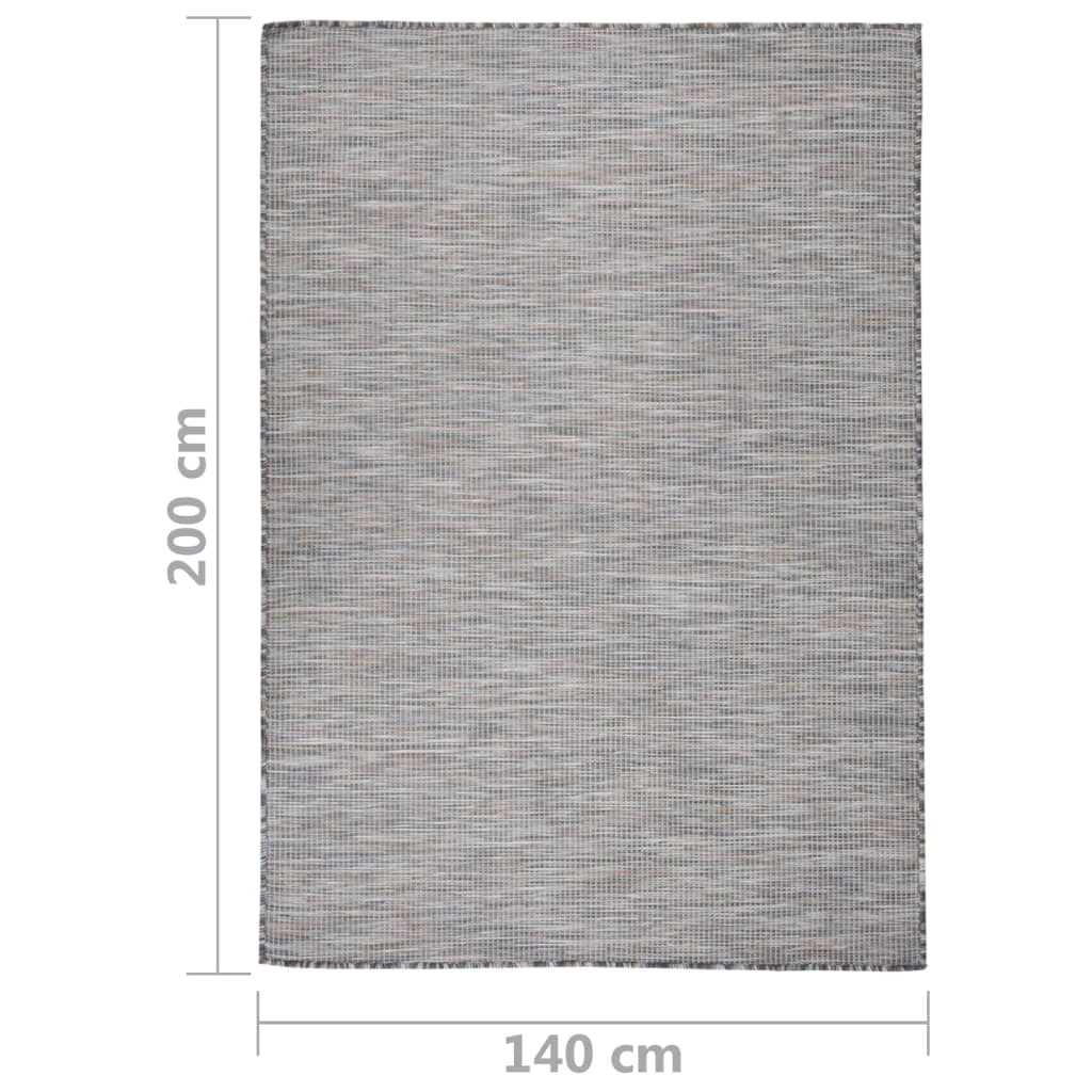 Alfombra De Exterior De Tejido Plano Marrón Y Azul 140x200 Cm / Vetonek_1