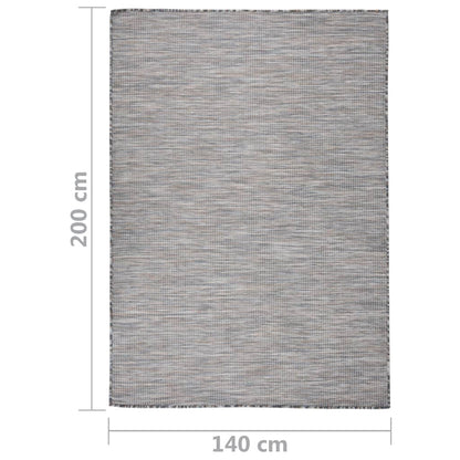 Alfombra De Exterior De Tejido Plano Marrón Y Azul 140x200 Cm / Vetonek_1