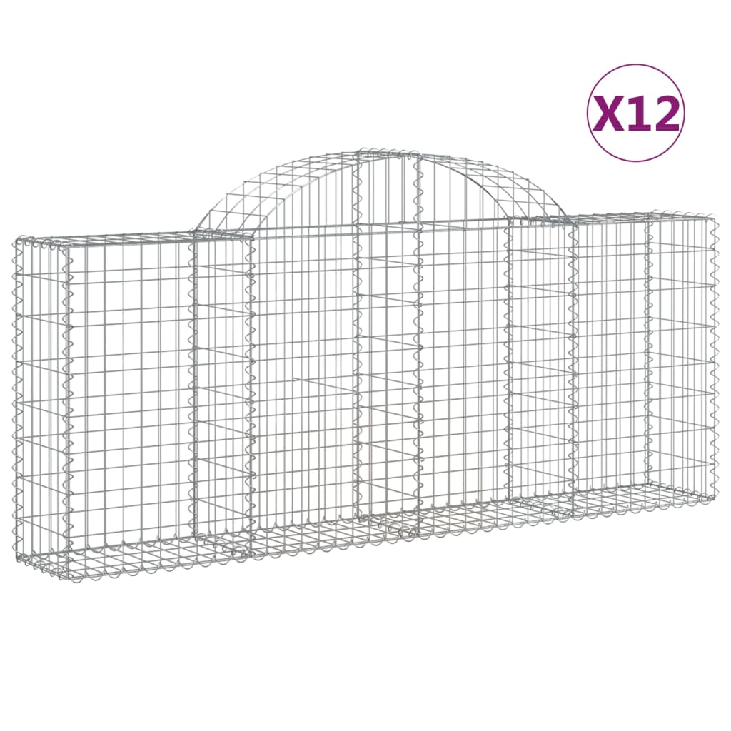Cestas De Gaviones 12 Uds Forma De Arco Hierro 200x30x80/100 Cm_0