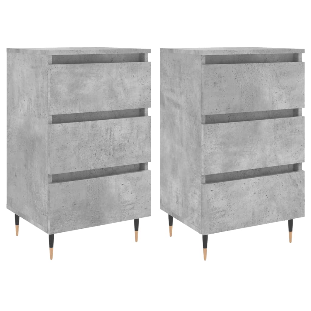 Mesitas Noche 2 Uds Madera Ingeniería Gris Hormigón 40x35x69 Cm_0