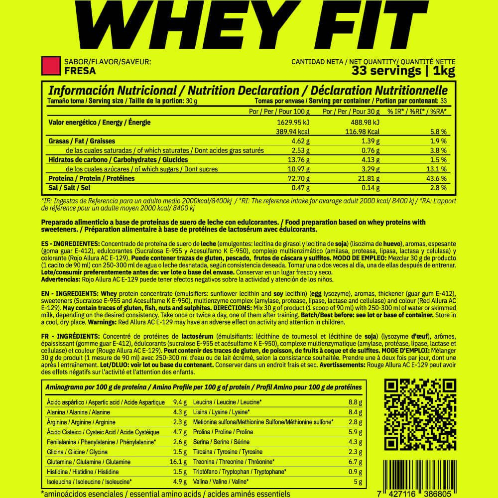 Whey Fit - 1kg - Fresa - Aumenta La Masa Muscular - Masmusculo_5
