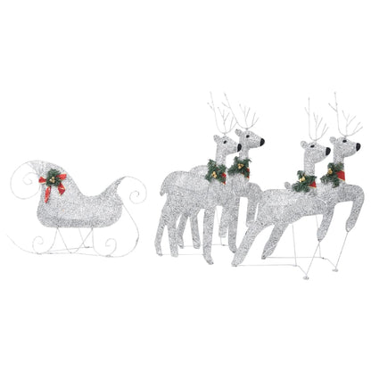 Vidaxl Renos Y Trineo De Navidad De Exterior Con 100 Led Plateado_4