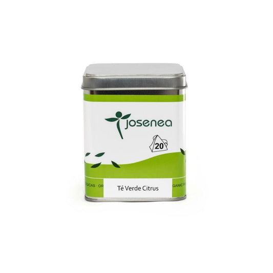 Chá Verde Cítrico Biológico Lata-20 Pirâmides Josenea