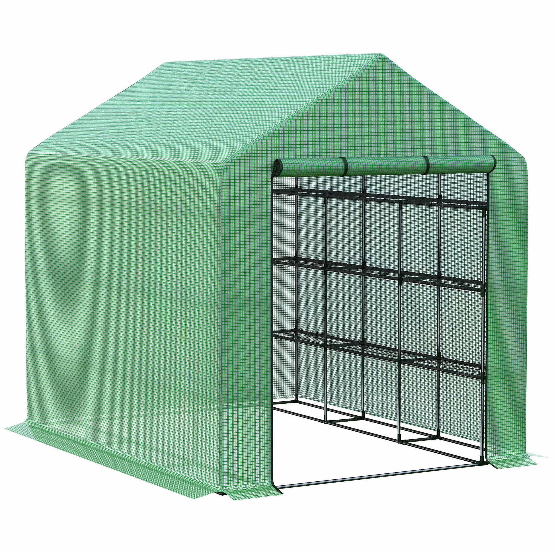 Outsunny Invernadero Pequeño Con Estantes De 4 Niveles 244x180x210 Cm Verde_0